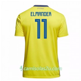 Camisolas de Futebol Suécia Elmander 11 Equipamento Principal Copa do Mundo 2018 Manga Curta